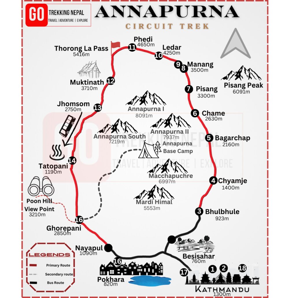 Annapurna Circuit Map