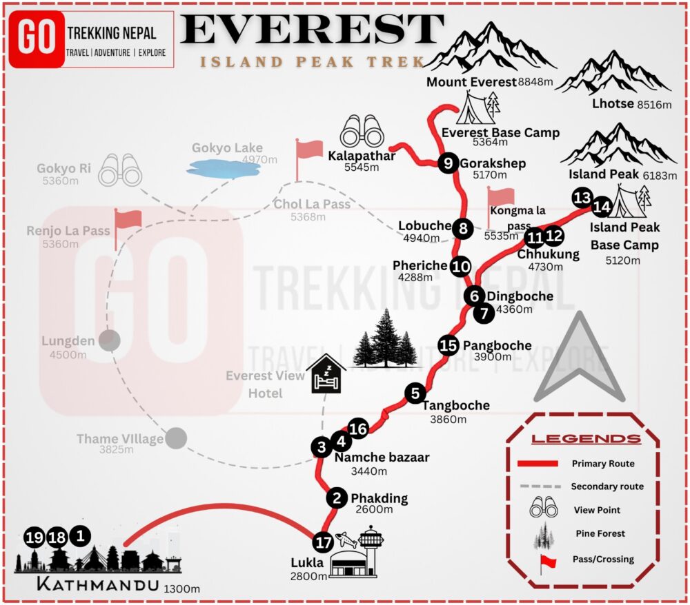 Isaland Peak Climbing Map