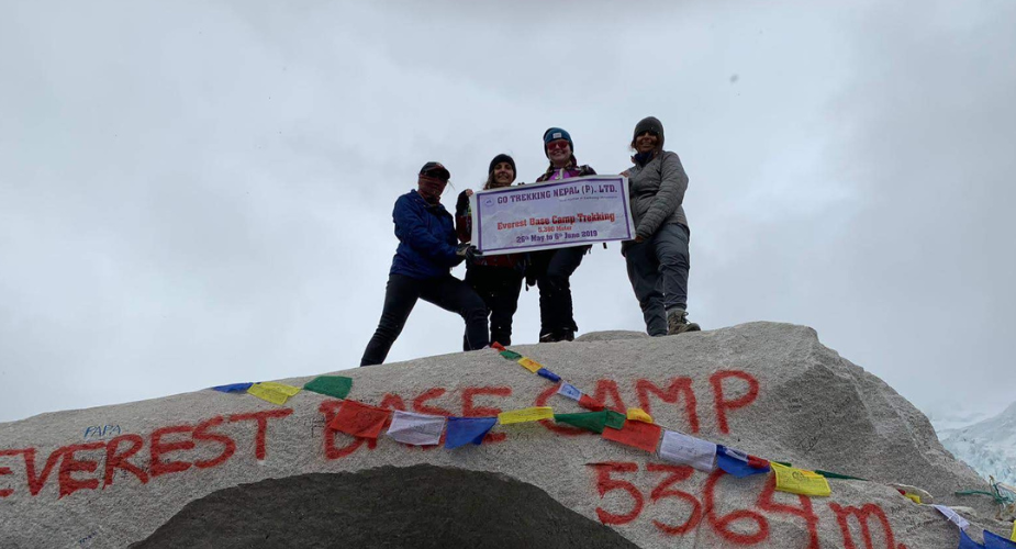 Trekkers are at Everest Base Camp