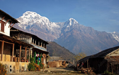 View of Annapurna Base Camp in spring 2025